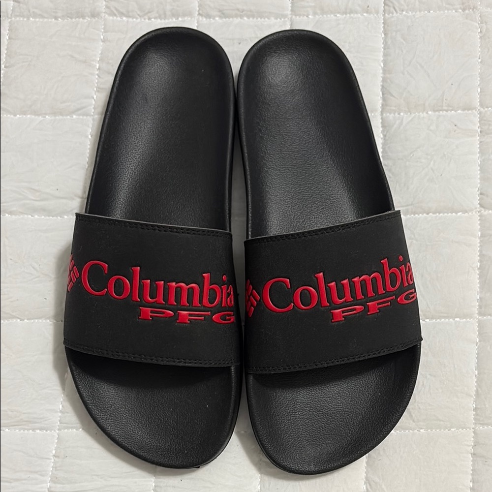 Columbia Black Slides with Red Embroidery Men’s Size 10 Brand New no box